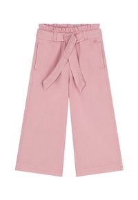 Rooze wijde pijpen met een ceintuur in de taille, twee zijzakken en een zachte katoenen textuur. Rechte snit met een nette zoom.