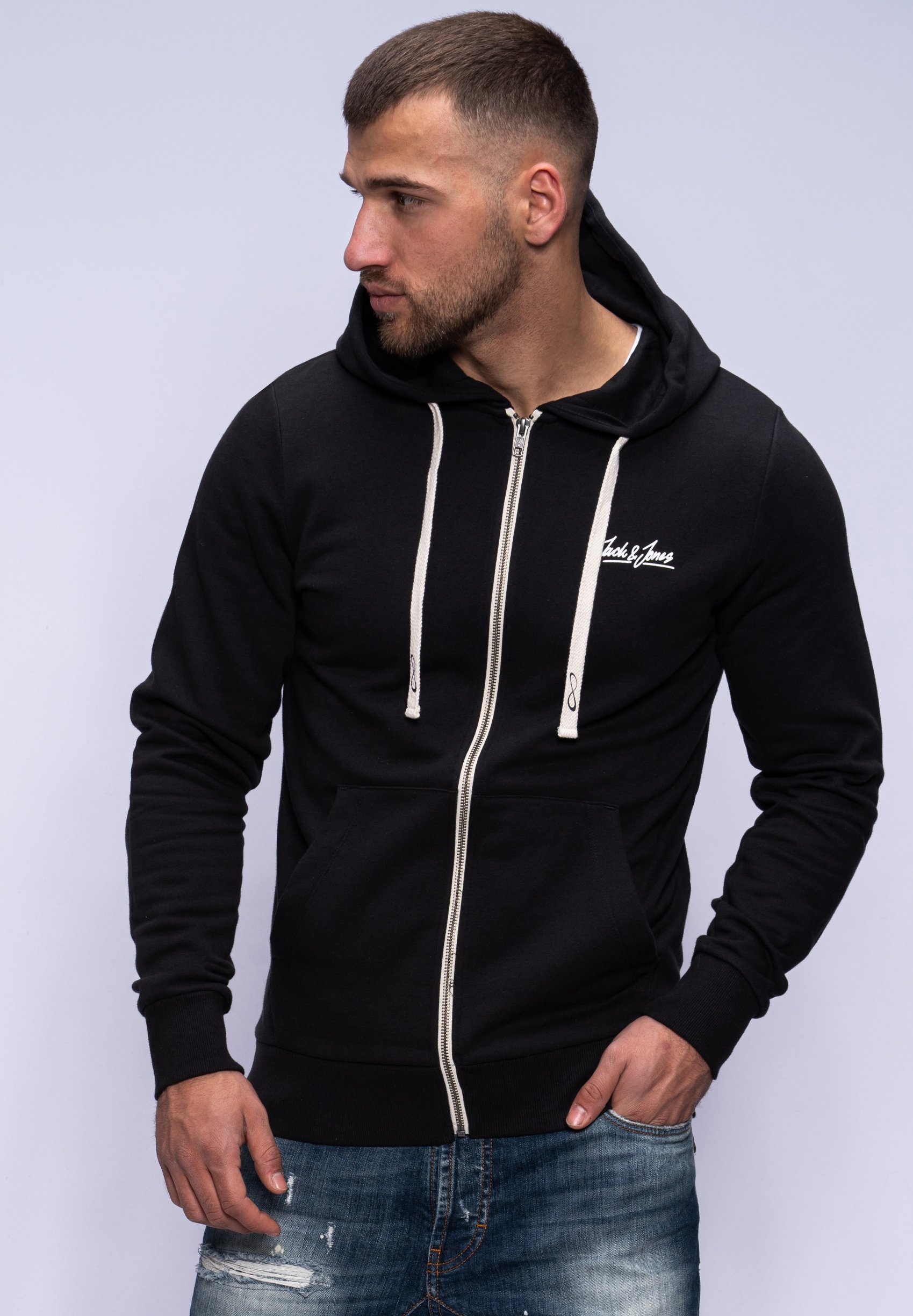 Jack & Jones HAVOS Sweatjacke tap shoeschwarz Jack & Jones HAVOS Sweatjacke tap shoeschwarz