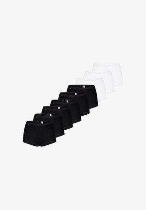 Ensemble de huit boxers pour hommes : quatre noirs et quatre blancs. Tissu doux, ceinture élastique et design simple.