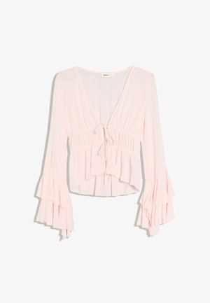 Bershka, FLOWING RUFFLED - T-SHIRT - Blouse - light pink