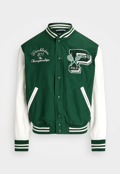 Polo Ralph Lauren VARSITY LINED - Blouson Bomber - moss agate/white