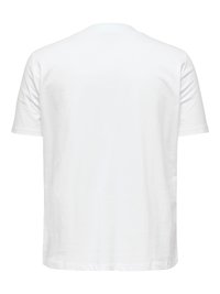 Ensfarvet hvid T-shirt med korte ærmer, vist bagfra, med rund halsudskæring og uden synlige logoer eller motiver.