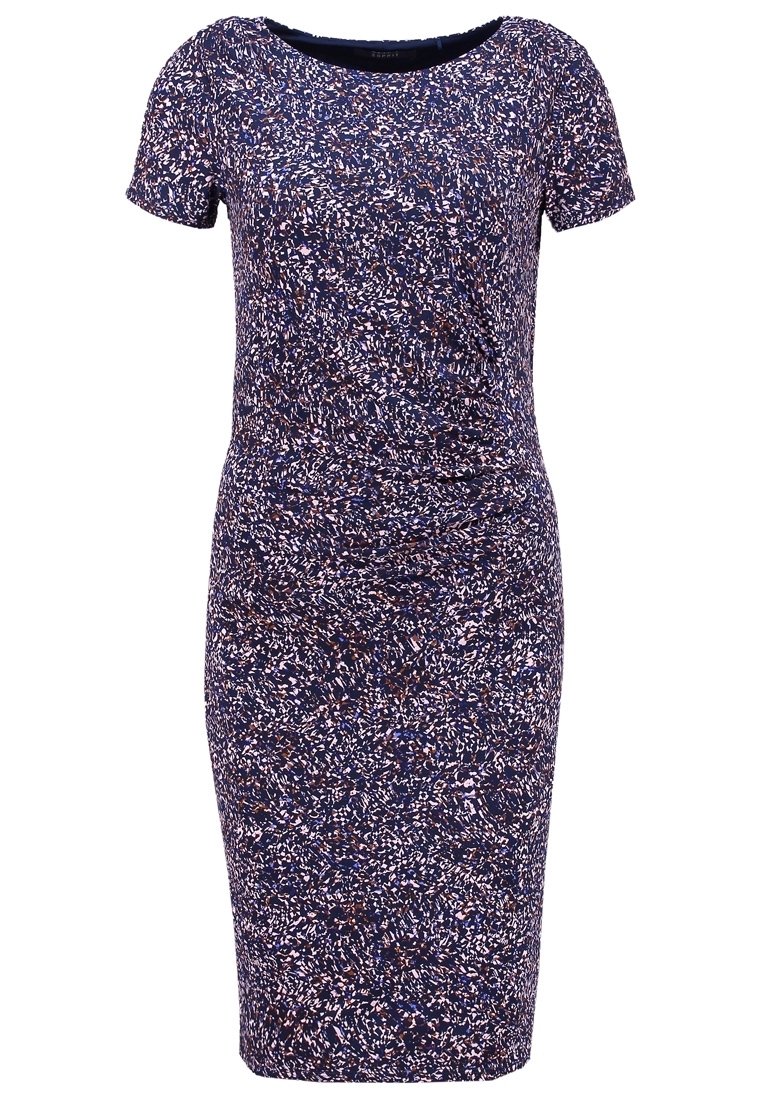 ESPRIT Abito Donna In Cotone Blu Brillante | Vestito Corto Al Ginocchio Con Scollo A V, Colletto Alto E Bottoni Frontali, Taglia 70