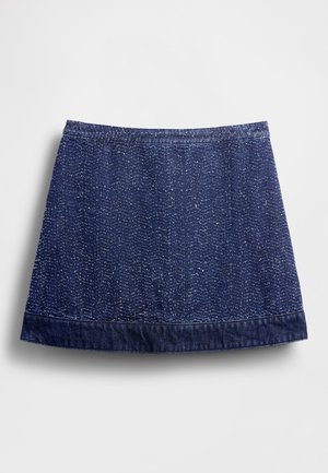 GAPSTUDIO DENIM TWEED MINI SKIRT - Jupe en jean - dark wash indigo