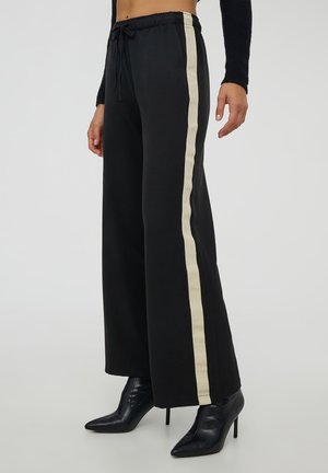 DRAWSTRING WITH STRIPES - Pantaloni - nero