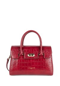 Borsa a tracolla in ecopelle di coccodrillo rossa con un design strutturato, manici superiori e una chiusura in tonalità oro. Include una tracolla removibile.