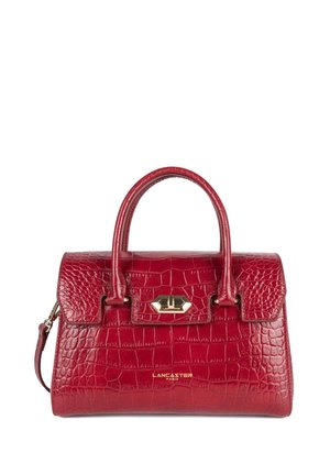 Borsa a tracolla in ecopelle di coccodrillo rossa con un design strutturato, manici superiori e una chiusura in tonalità oro. Include una tracolla removibile.