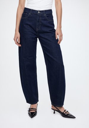 ONLY, ONLJESSICA HW BARREL ANKLE DNM AZG421 - Coupe large - dark blue denim