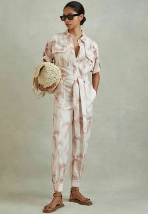 REGULAR FIT - KAIA TROPICAL PRINT BELTED - Buksedragter - blush