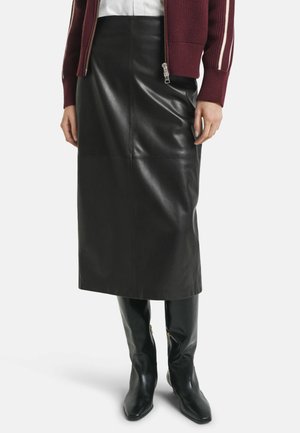 MIDI - Leren rok - deep brown