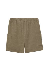 Khaki shorts met een rekbare tailleband, twee zijzakken, textuurstof en een ontspannen pasvorm.