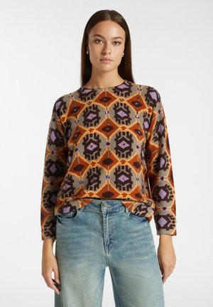Elena Mirò STAMPATA E RICAMATA - Maglione - beige