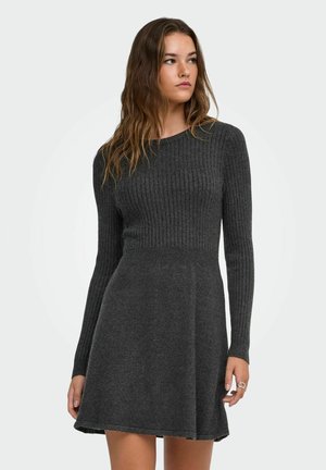 ONLY, ONLFIA LS FIT FLARE ONEC DRESS CS KNT - Robe pull - dark grey melange