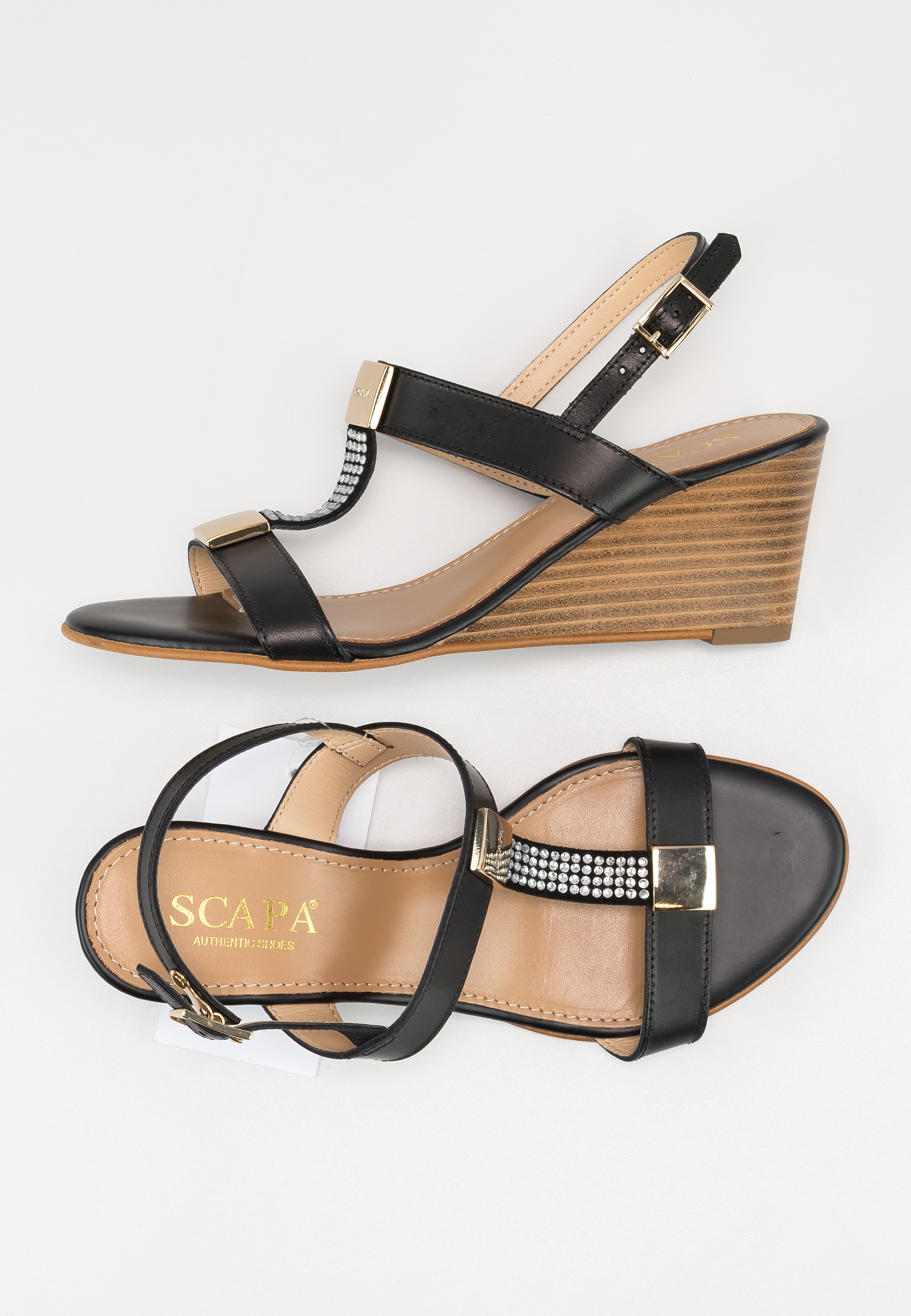 Scapa Sandalen met sleehak - black/brown/zwart - (Pre-owned) - Zalando.nl