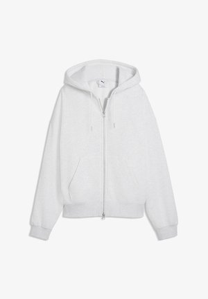 WARDROBE ESS FULL-ZIP BOXY HOODIE FL - Bluză de molton cu fermoar - white glow heather