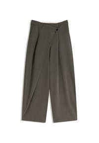 TAILORED FIT WITH CROSSOVER WAIST - Hlače - mottled dark grey