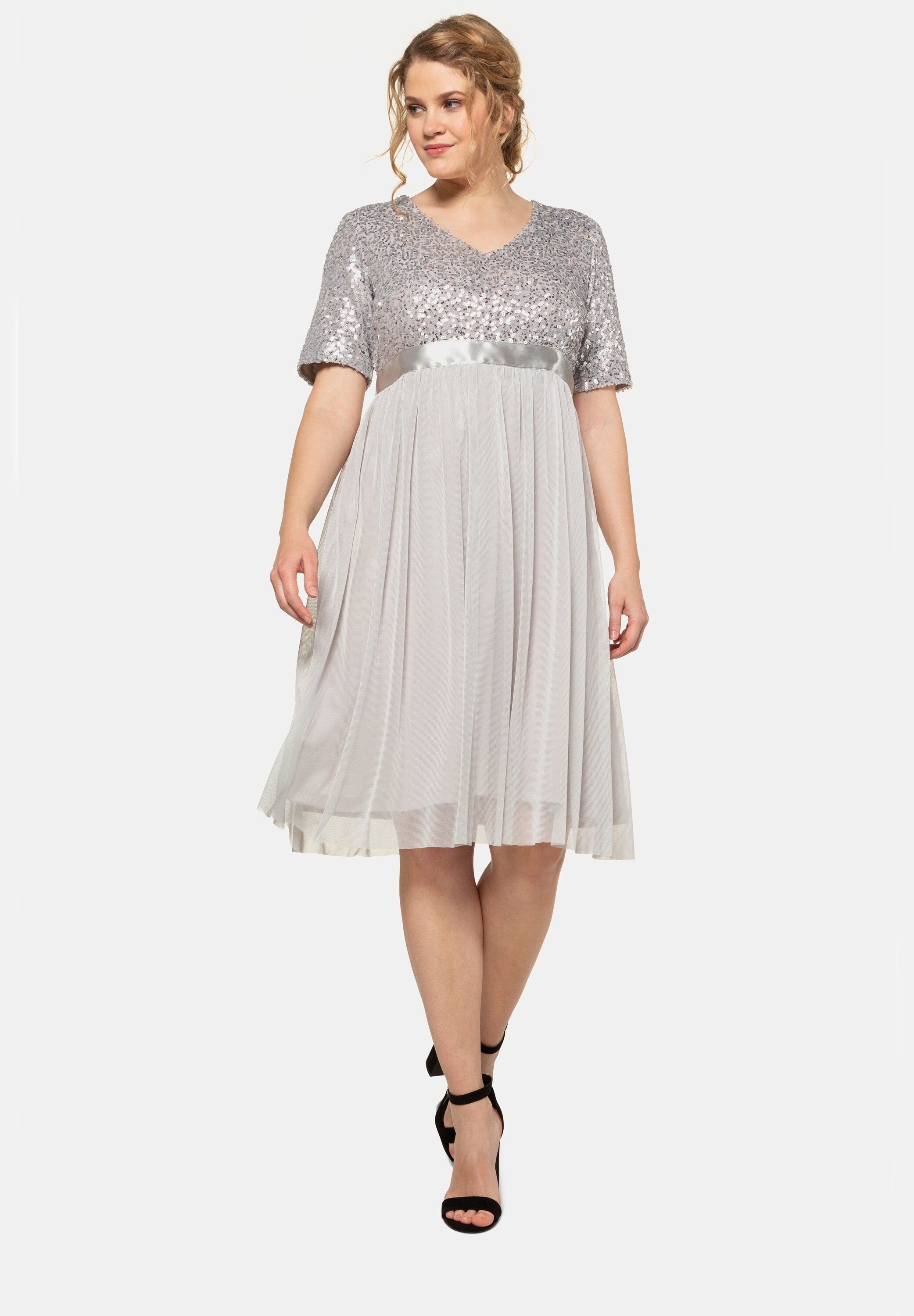 Ulla Popken Cocktailkleid/festliches Kleid - lichtgrijs/anthrazit-meliert -  Zalando.de