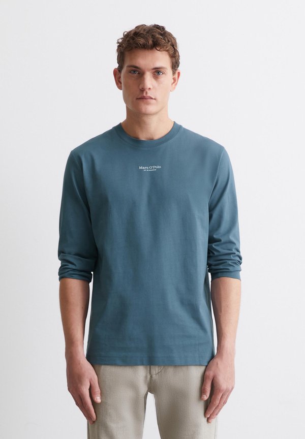 LOGO PRINT AT CENTRE FRONT RIBBED NECK TRIM - Long sleeved top - storm