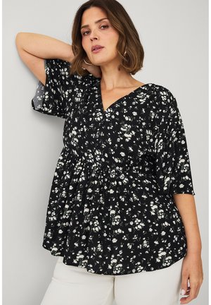 Ellos Plus collection TUNIKA MIT V-AUSSCHNITT. - Blouse - schwarz mit blumen