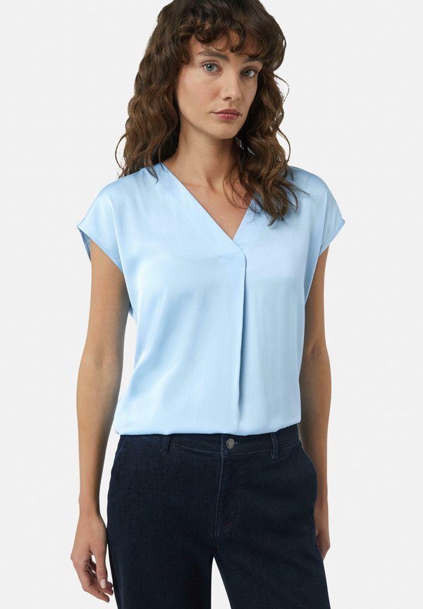 ÄRMELLOSE MIT FALTE UND V-AUSSCHNITT - Bluse - hellblau