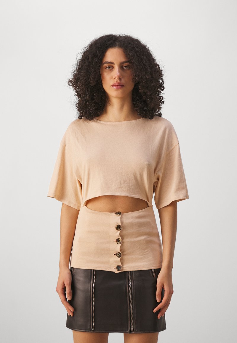 A.W.A.K.E. MODE WITH FRONT BUTTON CLOSURE - T-shirt basique - pastel peach