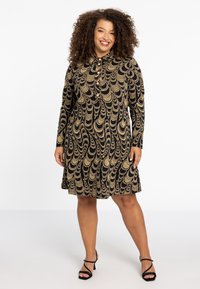 YOEK AVEC FERMETURE À BOUTON - Blusenkleid - black