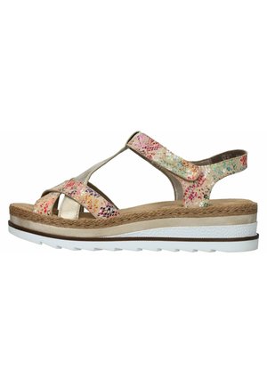 Rieker V7919 - Sandalen met sleehak - beige/multi muschel