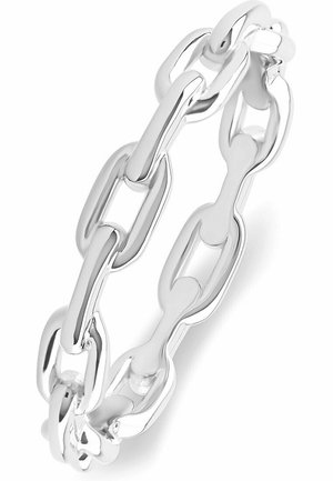 Armband aus Silbermetall mit länglichen Gliedern und polierter Oberfläche. Das Design ist glatt, mit leicht strukturierter Oberfläche an einigen Gliedern.
