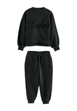 REGULAR FIT - 2 PIECE FLOCK  SET  . - Tracksuit - black