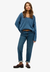 Superdry & Co V NECK - Strickpullover - admiral blue twist