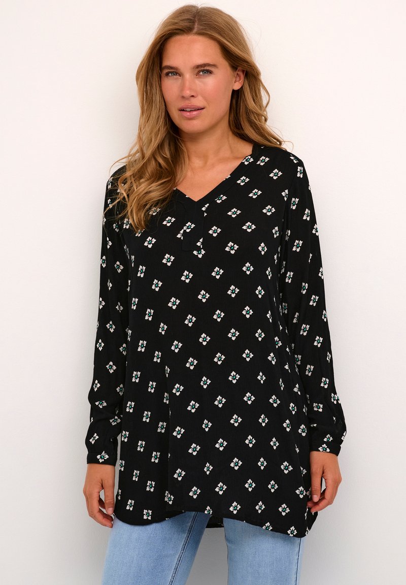 Kaffe - AMBER V-NECK - Tunika - black small flower print, Padidinti