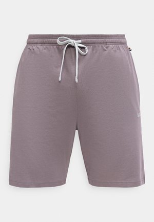 Muške svijetlo ljubičaste kratke hlače s vezicama i elastičnim pojasevi te malim bijelim logotipom na desnom bedru, prikaz sprijeda na bijeloj pozadini.