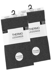 Leggings termici di colore grigio scuro, con una texture liscia, confezionati con etichetta indicante la taglia M/L (40-42) e il nome del prodotto.