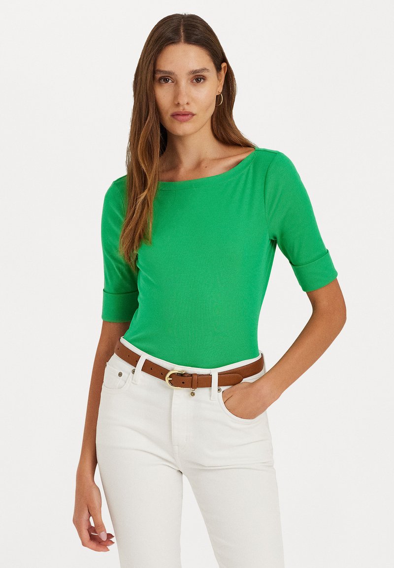Lauren Ralph Lauren STRETCH COTTON BOATNECK TEE - Jednoduché tričko - green topaz