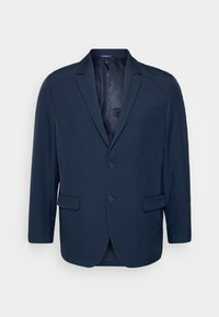 Marineblazer met twee knopen aan de voorkant, inkeping in de revers en twee zijzakken. Glad oppervlak met een satijnen binnenvoering.