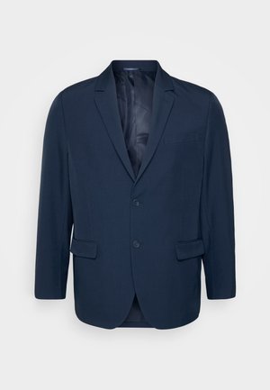 Mornarsko modri blazer z dvema sprednjima gumboma, izrezanimi ovratniki in dvema stranskima žepoma. Gladek tekstura z notranjo podlogo iz satena.