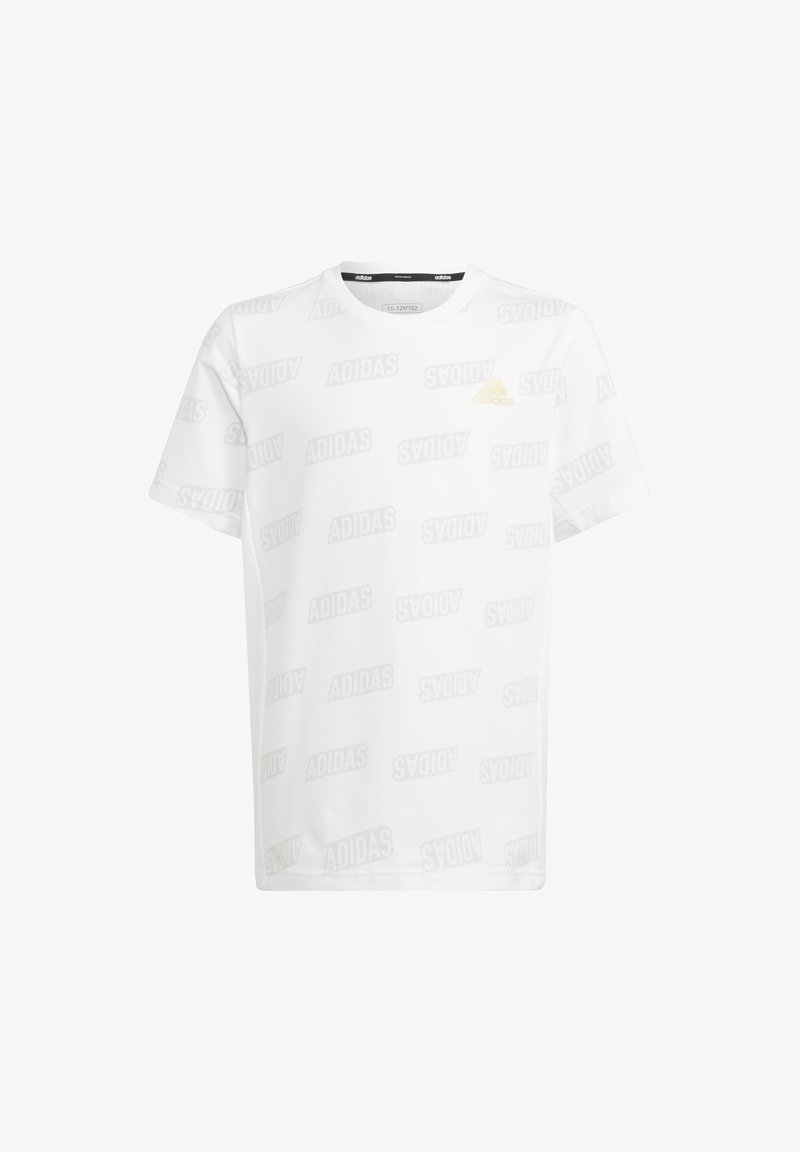 adidas Sportswear BRAND LOVE GOLDEN - T-shirt con stampa - white/grey one/gold metallic