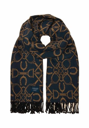 Šál - navy tan double-sided