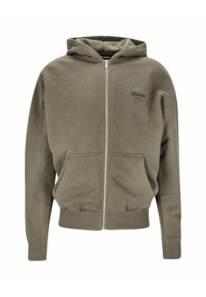 Zip-up sweatshirt - washed faded olive grün oliv