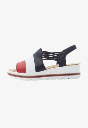 Rieker, Wedge sandals - red-white-pacific