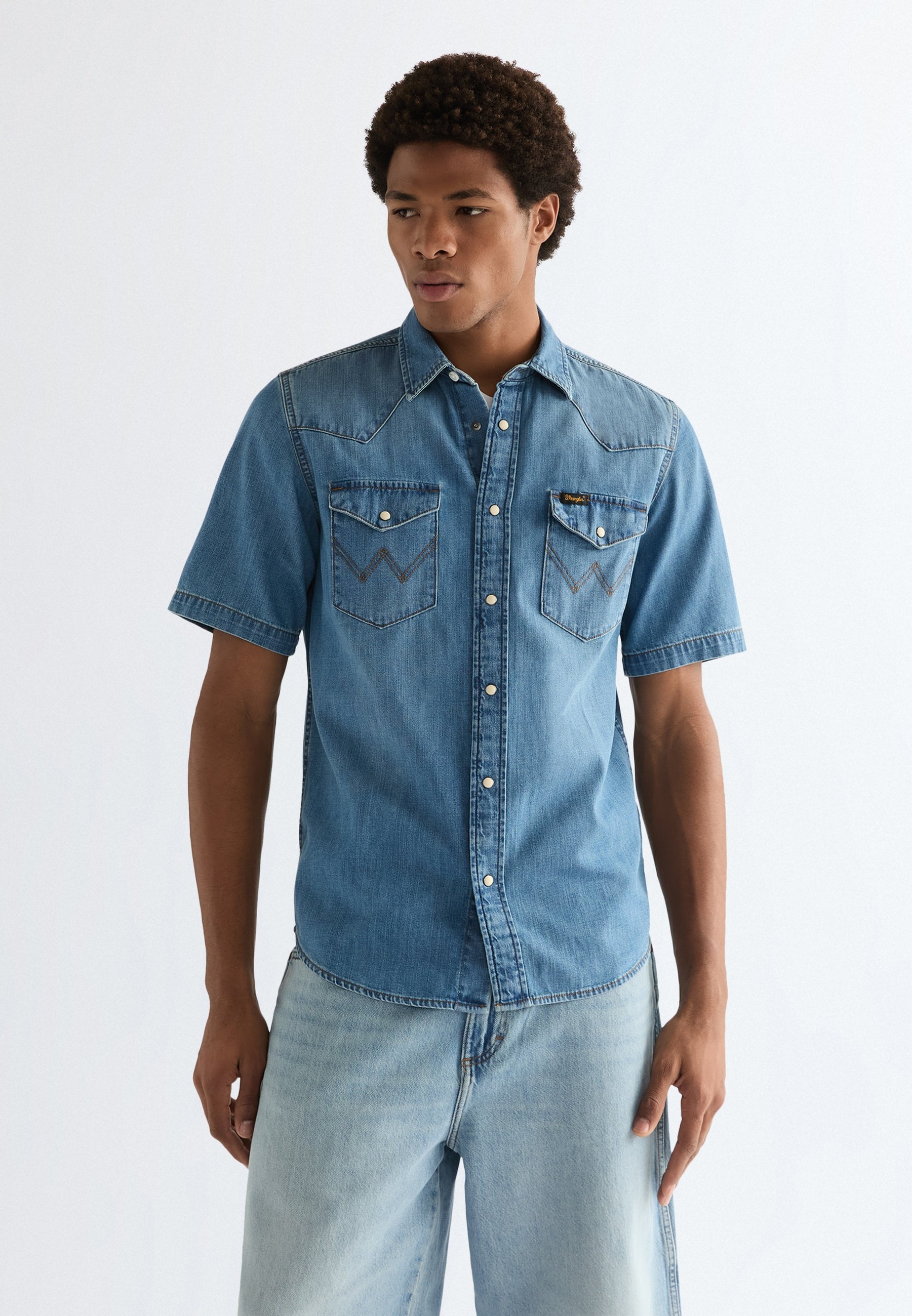 Wrangler WESTERN - Shirt - mid light wash/blue denim - Zalando.ie