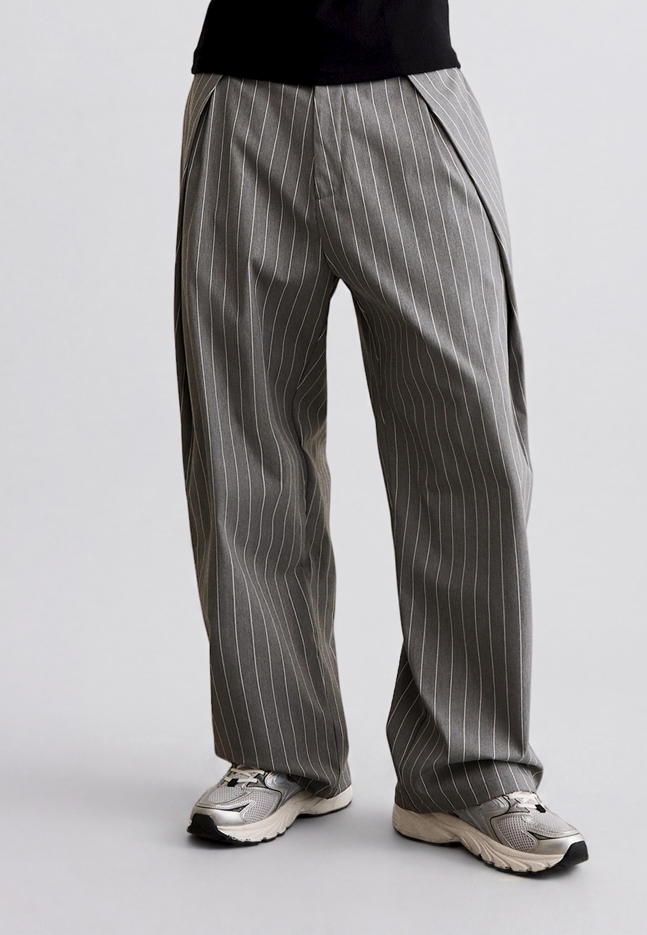 Jaded London STACKED SUIT UNISEX - Trousers - pinstripe/dark blue