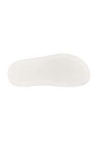 White shoe insole with a textured surface and smooth edges. Features a mesh pattern for breathability and flexibility.
