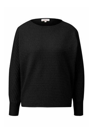 s.Oliver WEICHER AUS MIT FLEDERMAUSÄRMELN - Strickpullover - schwarz