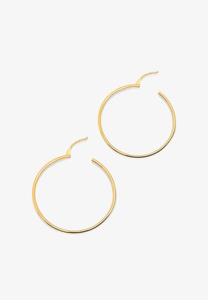 Goldfarbene Creolen, kreisförmig, mit glatter Textur, ausgestattet mit einem einfachen Hakenverschluss und schmalem Design für ein leichtes Tragegefühl.