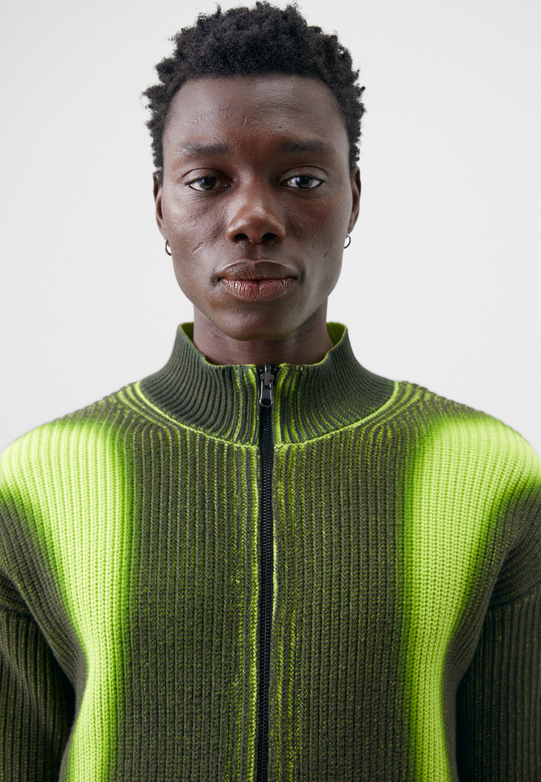 The New Originals FISHERMAN ZIP UP - Cardigan - black/lime/black