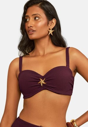 Love & Roses, REGULAR FIT - MOULDED CUP BIKINI TOP . - Bikini-Top - aubergine purple starfish trim