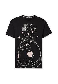 Terranova STAMPA GATTI - Maglia del pigiama - nero