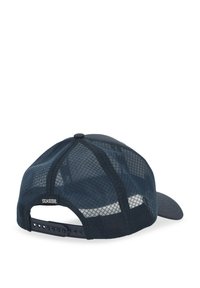 Marine mesh cap met een solide donkere rand, voorzien van een "SEASIDE" label aan de achterkant, een verstelbare plastic band en een gestructureerd ontwerp.