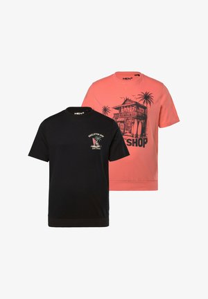 Men Plus, IM 2ER-PACK BAUCHFIT HALBARM - T-Shirt print - black